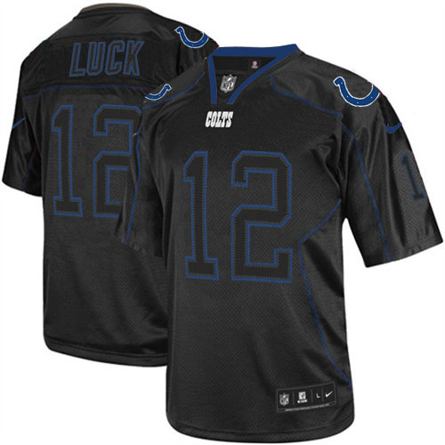 Men's Elite Andrew Luck Nike Jersey Lights Out Black - #12 NFL Indianapolis Colts